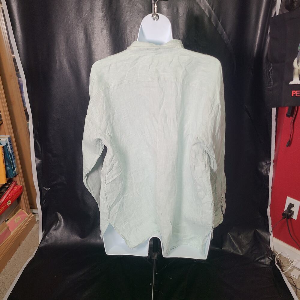 J Jill Love Linen Pastel Mint Green Button-Down Long Sleeve Shirt Size XL - Picture 7 of 9